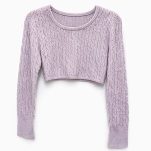 Lilac Lavender Cable Knit Cropped Sweater Teen
